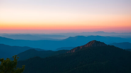 blue ridge mountains in crimea on sunset background