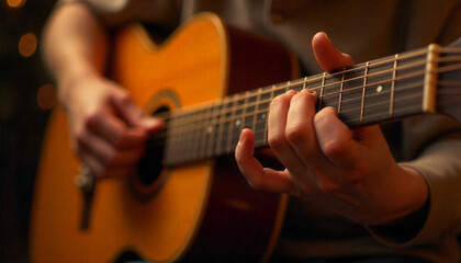 Fototapeta premium male singer and female singer in sexy dress, hat, guitar on stage and on horse