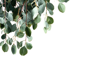 Eucalyptus leaves in a corner, a clean and elegant design element.