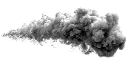A dynamic and realistic plume of grey smoke, perfect for adding visual effects.