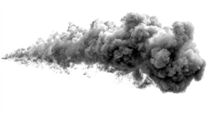 A dynamic and realistic plume of grey smoke, perfect for adding visual effects.