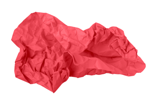 Red crumpled paper isolated on transparent background