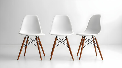 Two chairs and a table are set in a row