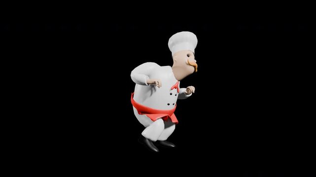 3d render chef dancing. Dancing Maraschino Step. prores 4444