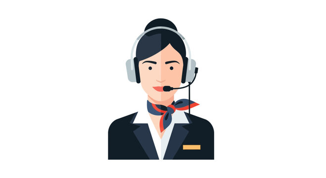 Professional customer support agent illustration with headset and scarf