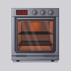 Simple Line Drawing Home Electric Oven Appliance with Temperature Controls