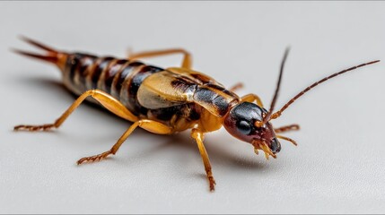 Close-up of a striped insect