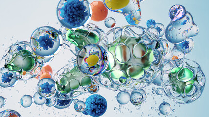Colorful Abstract Bubbles Representing Molecular Structures and Chemistry Concepts