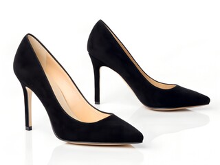 black heels​.Sophisticated black high heel shoes with glossy finish and slim pointed toe, designed for women&rsquo;s stylish wardrobe, perfect for business attire, cocktail parties, and formal events.