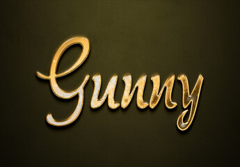 Old gold text effect of name Gunny with 3D glossy style Mockup.