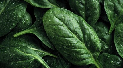 Obraz premium Fresh spinach leaves closeup