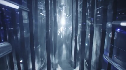 Chrome spheres, linear lights & panels abstract - Powered by Adobe