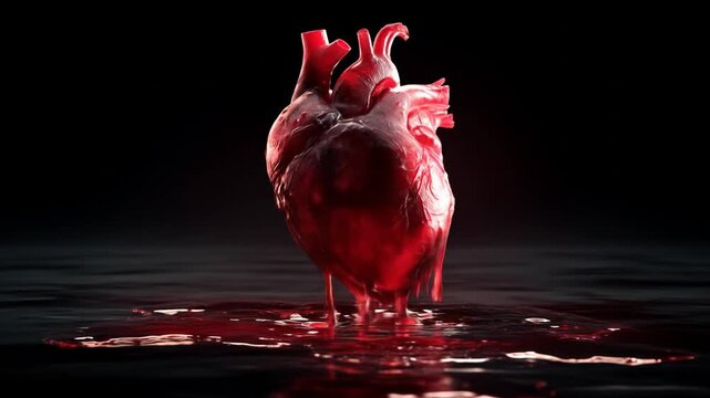 Bloody heart in water