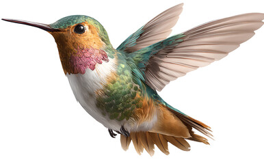 Fototapeta premium Hummingbird flying, isolated on a transparent background PNG file. 