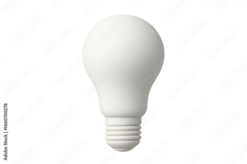 Poster 3d rendering of a white lightbulb representing ideas, innovation, and solutions, isolated on a trans