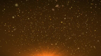 gold particles abstract background with shining golden Floating Dust Particles Flare Bokeh star on Black Background.  - Powered by Adobe