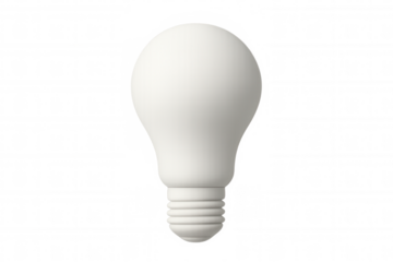 3d rendering of a white lightbulb representing ideas, innovation, and solutions, isolated on a transparent background
