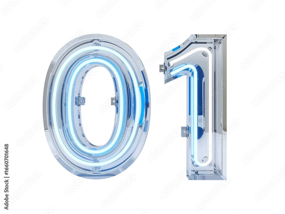 Poster illuminated digits shimmering luminescence of the numeral 01 against a stark ethereal nothingness