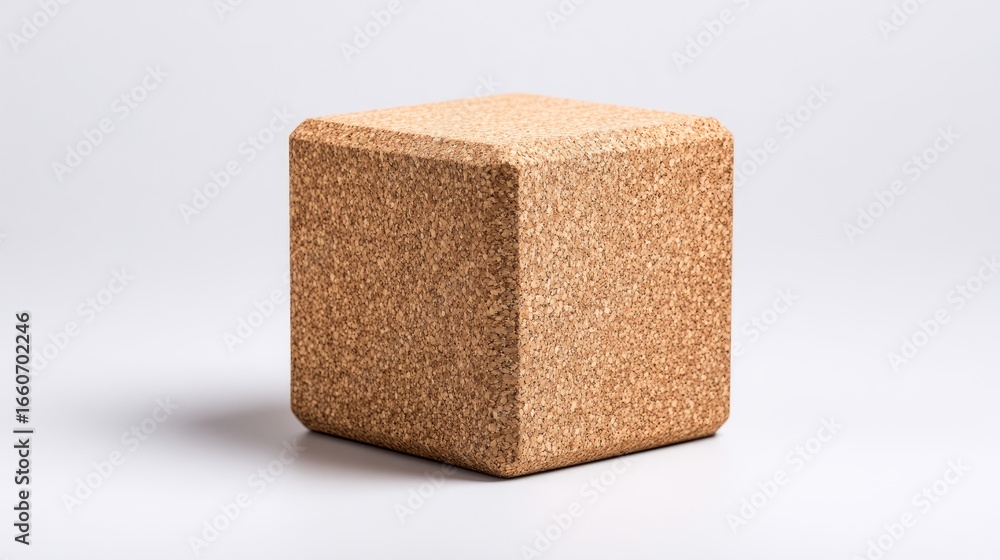 Poster detailed close up of a beige cube with granular texture on a light background a minimalist geometric