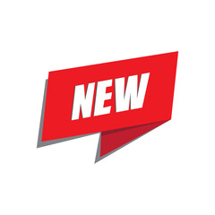 Fototapeta premium New label sticker. Red ribbon banner. Vector sale badge. Modern marketing symbol.
