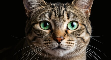 Adorable Close-Up Portrait of a Cute Cat with Striking Green Eyes