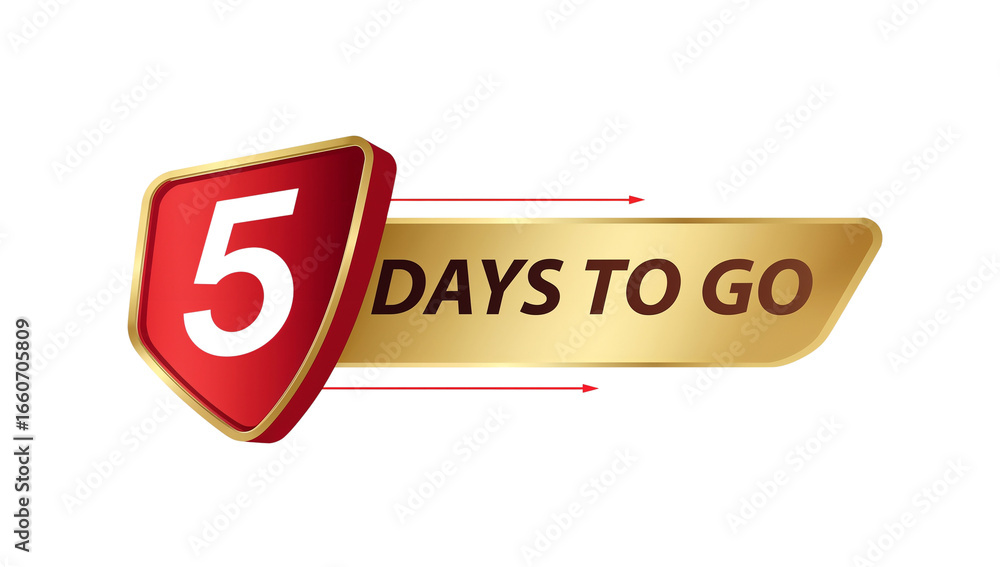 Poster exclusive countdown design displaying a five days to go concept with a premium golden touch
