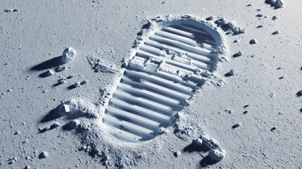 Detailed Close Up Of A Footprint On The Lunar Surface High Resolution Image Of A Footprint In Lunar Soil, Showing Texture And Detail Of A Boot