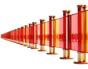 Red and yellow barrier line perspective