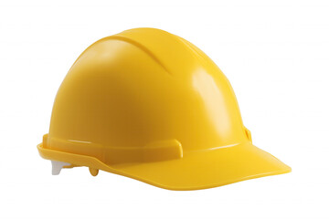 Single yellow hard hat with transparent background
