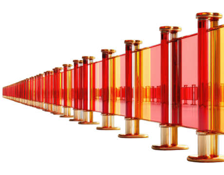 Red and yellow barrier line perspective