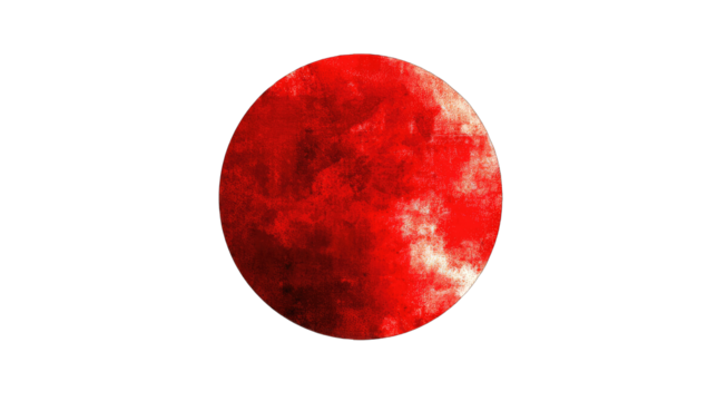A blood-red, circular celestial body