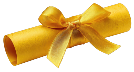 Rolled golden parchment with ribbon