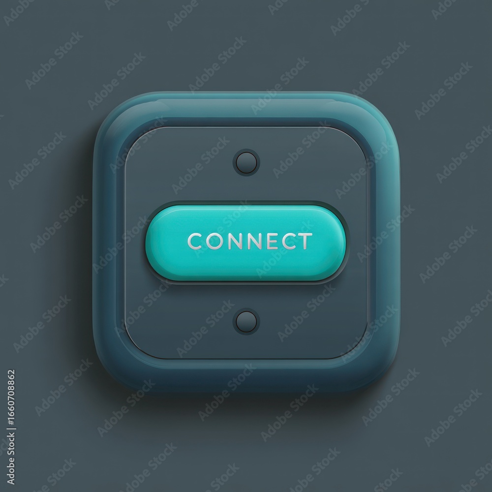 Poster dark square button with a teal 