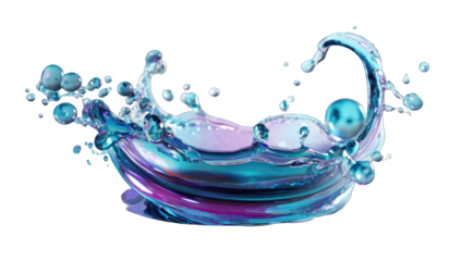 Dynamic water splash in vibrant blues and purples