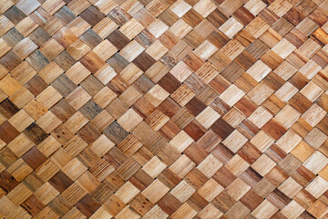 Bamboo basket weave background texture closeup 