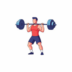 Obraz premium Man Performing Overhead Barbell Press