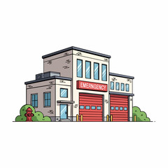 Emergency Services Building Vector Illustration