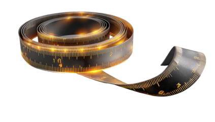 Rolled measuring tape, glowing