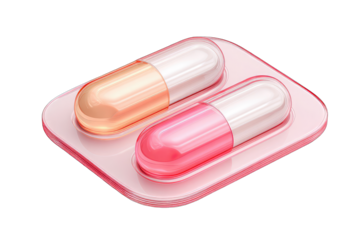 3D rendered pills in a pink blister pack