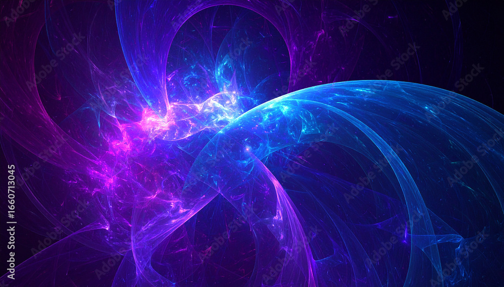 Poster nebula of light: an artistic fractal design with swirling patterns and vibrant colors of celestial o