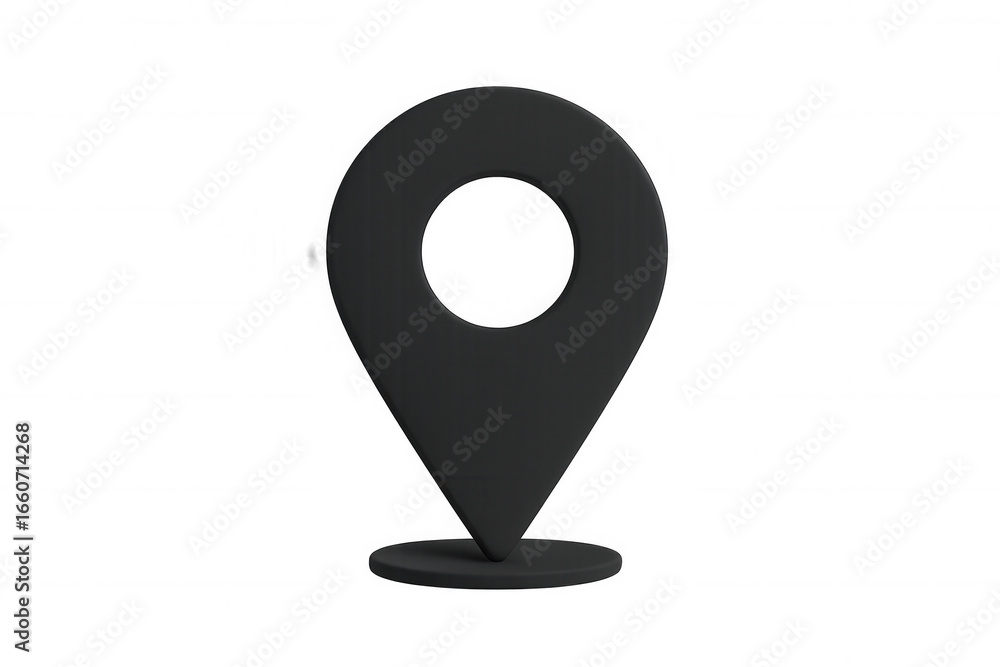 Poster black location pin icon rendering with transparent background, representing gps, navigation, mapping