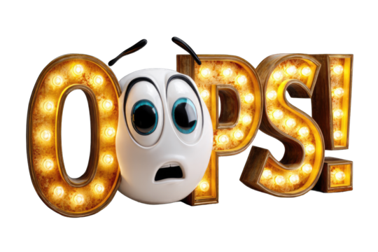 Cartoon "Oops!" in retro marquee style