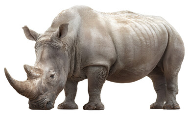 Obraz premium White rhinoceros full-body image isolated on a transparent background