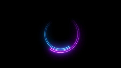 A dynamic circular illustration, and glowing Neon blue circle frame loading icon background retro style illustration . on a black background. and creating a stunning illustration.4k illustration	

