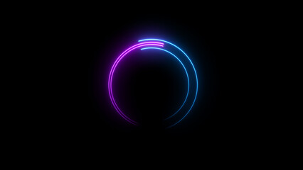 A dynamic circular illustration, and glowing Neon blue circle frame loading icon background retro style illustration . on a black background. and creating a stunning illustration.4k illustration	

