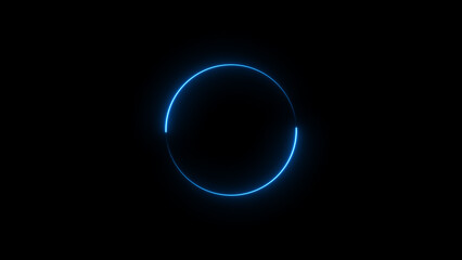 A dynamic circular illustration, and glowing Neon blue circle frame loading icon background retro style illustration . on a black background. and creating a stunning illustration.4k illustration	
