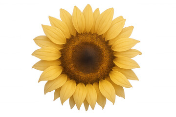 Fototapeta premium Sunflower blossom revealing bright yellow petals, dark seed-rich center, standing against transparent backdrop
