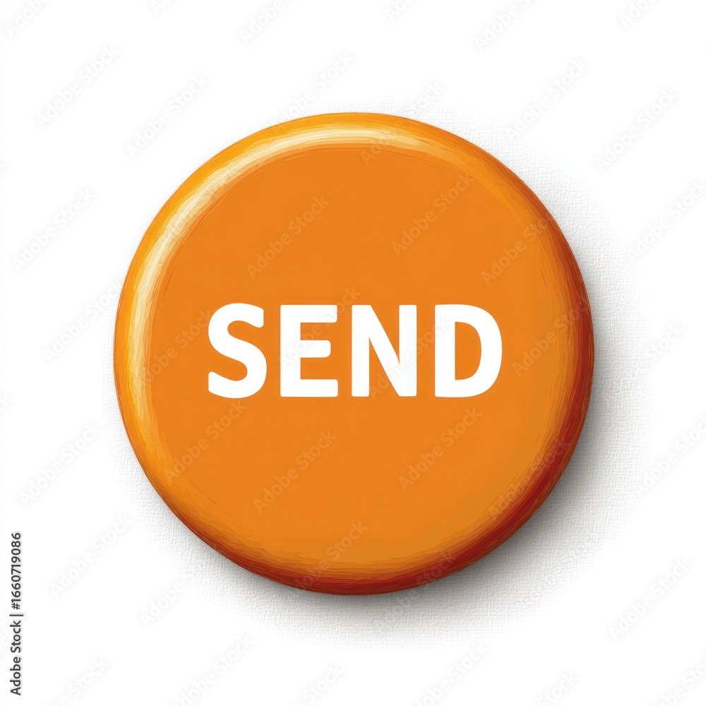Poster orange button with the word 