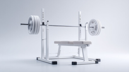 Weightlifting rack with barbell and weights