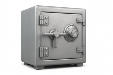 Steel safe with combination lock protecting valuables, ensuring security and privacy with transparent background